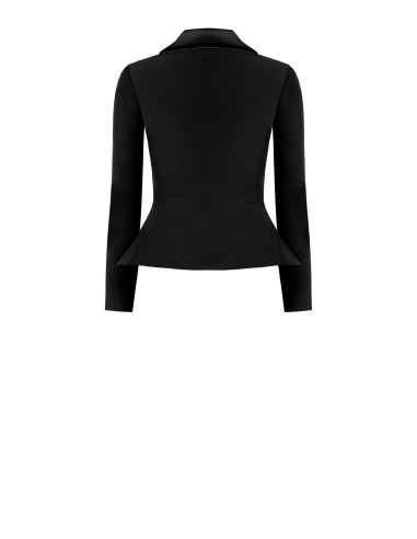 Blazer curto em tecido técnico com reversões e botões de cetim Rinascimento