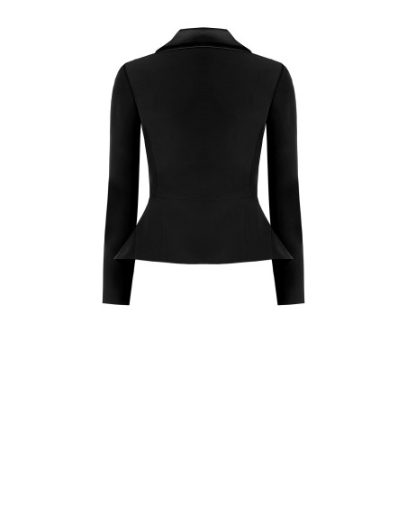 Blazer curto em tecido técnico com reversões e botões de cetim Rinascimento