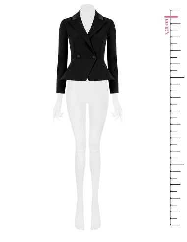 Blazer curto em tecido técnico com reversões e botões de cetim Rinascimento