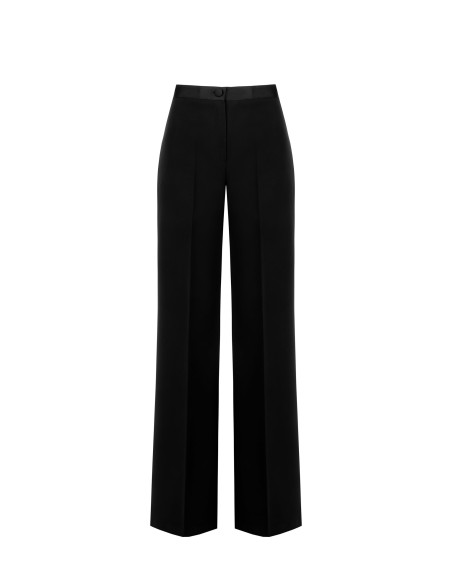 Calças Palace em tecido bi-elástico com cós de cetim Rinascimento