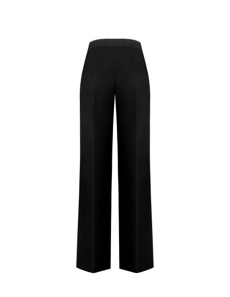 Calças Palace em tecido bi-elástico com cós de cetim Rinascimento