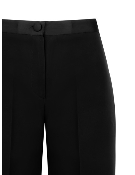 Calças Palace em tecido bi-elástico com cós de cetim Rinascimento