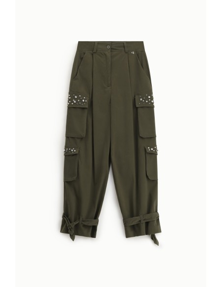 Calças com bolsos de carga e pormenores de apliques Dixie