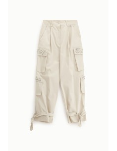 Calças com bolsos de carga e pormenores de apliques Dixie