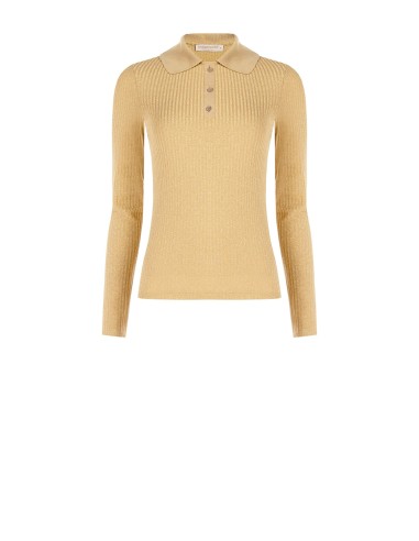 Pólo justo em lurex canelado Rinascimento