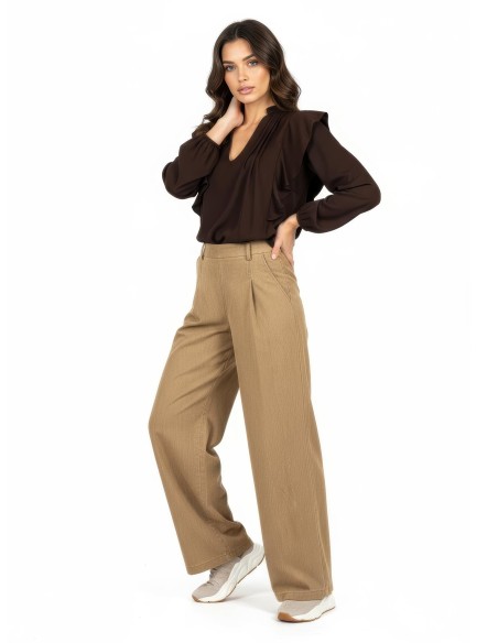 Calças de ganga Palace com bolsos com pregas e elástico nas costas Rinascimento