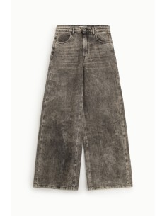 Calças de ganga de pernas largas com efeito lavado Dixie