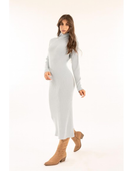 Vestido de gola alta com nervuras Kontatto