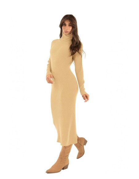 Vestido de gola alta com nervuras Kontatto