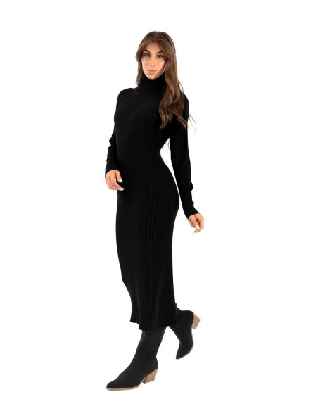 Vestido de gola alta com nervuras Kontatto