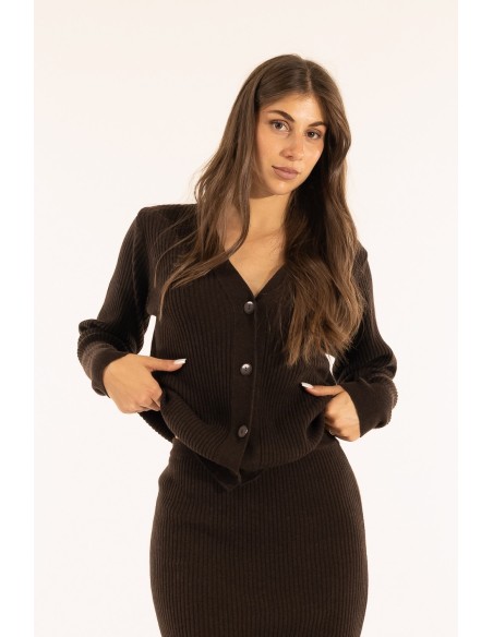 Casaco de malha canelada Kontatto