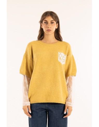 Manga de camisola e bolso de renda Kontatto