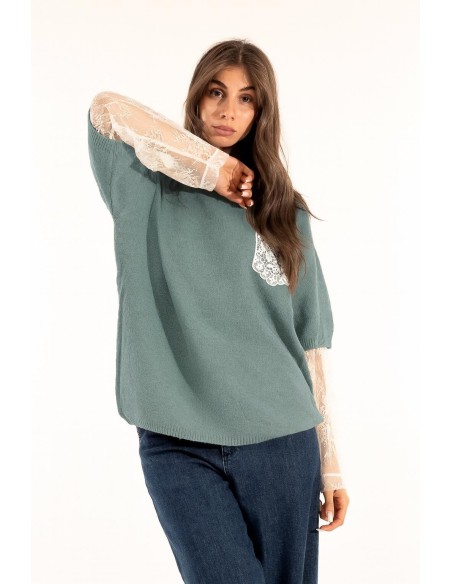 Manga de camisola e bolso de renda Kontatto