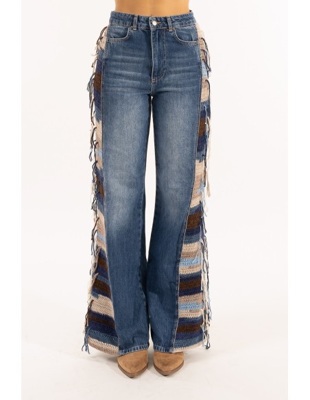 Calças de ganga Flare Franjas Kontatto