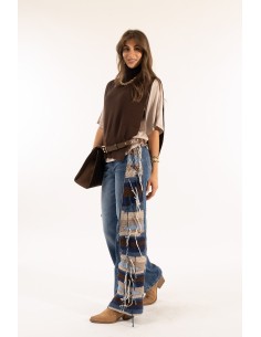 Calças de ganga Flare Franjas Kontatto