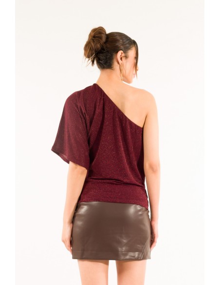 Blusa de lurex com um ombro só Kontatto