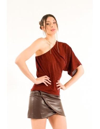 Blusa de lurex com um ombro só Kontatto