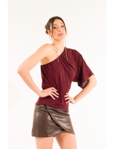 Blusa de lurex com um ombro só Kontatto
