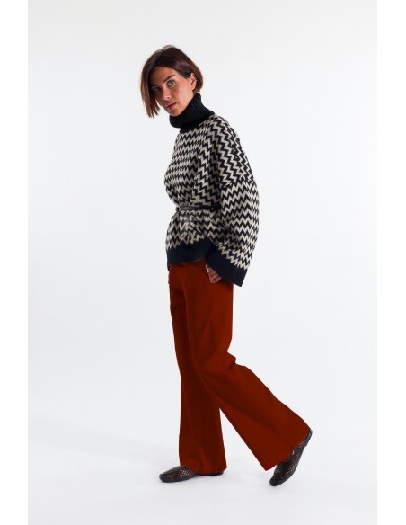 Calças com fita em tom Kontatto