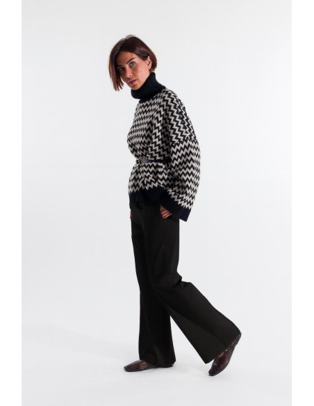 Calças com fita em tom Kontatto