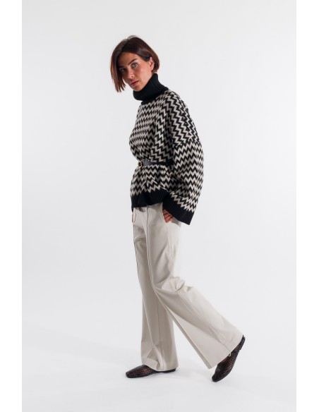 Calças com fita em tom Kontatto