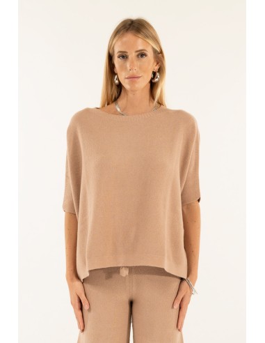 Manga curta em malha cropped ponto arroz Kontatto