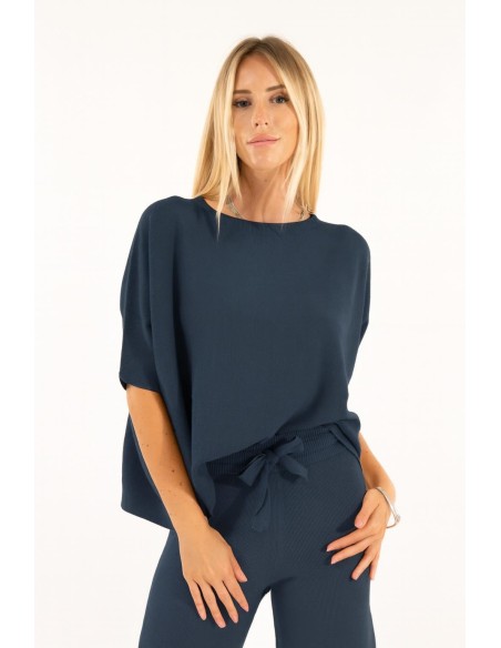 Manga curta em malha cropped ponto arroz Kontatto