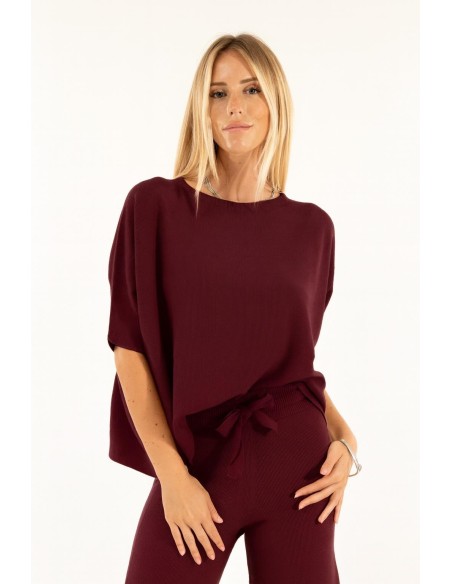 Manga curta em malha cropped ponto arroz Kontatto