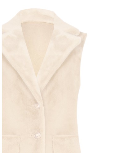 Casaco comprido sem mangas e de camurça reversível de pelo sintético Rinascimento