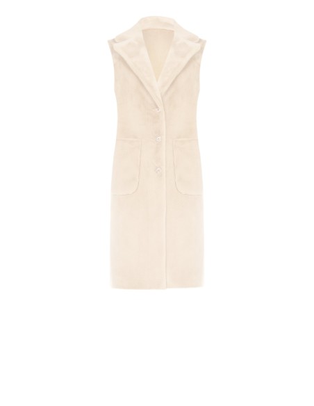 Casaco comprido sem mangas e de camurça reversível de pelo sintético Rinascimento