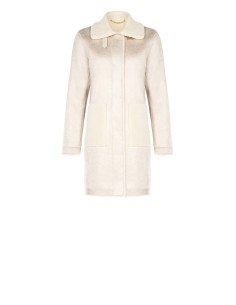 Casaco comprido estilo motoqueiro em pele de carneiro Simil com efeito franzido Rinascimento