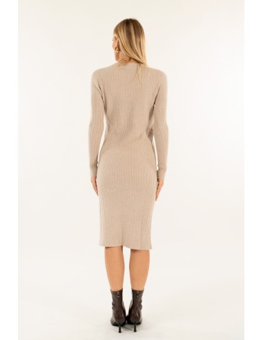 Vestido com gola redonda canelada Kontatto