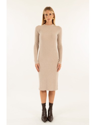 Vestido com gola redonda canelada Kontatto