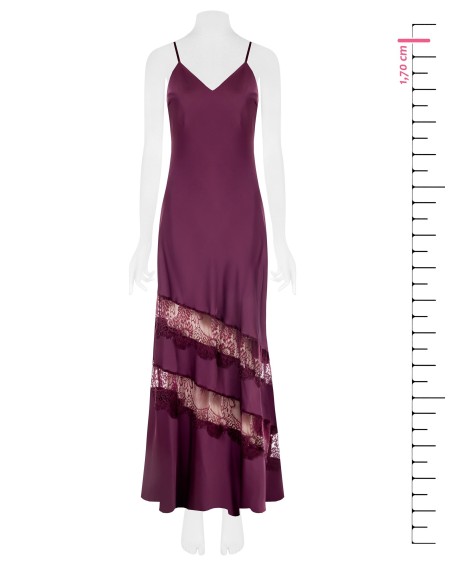 Vestido comprido de anágua de cetim com pormenores de renda Rinascimento