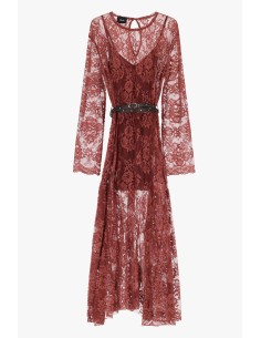 Vestido Longo Em Renda Com Cinto E Mangas Compridas Dixie 2