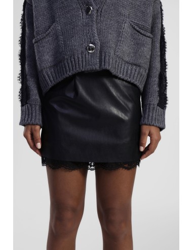 Saia curta com barra em renda e corte recto Dixie