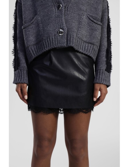 Saia curta com barra em renda e corte recto Dixie