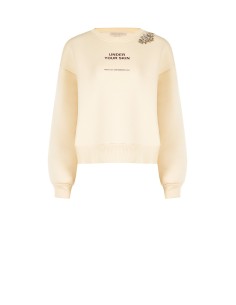 Sweat com slogan e detalhe de cristais cabochão Rinascimento 2