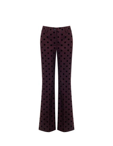 Calças Evasé a Bolinhas Flocadas com Elástico Atrás Rinascimento