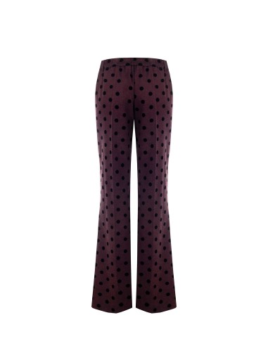 Calças Flare com Poás Flocados e Elástico na Parte de Trás Rinascimento