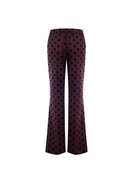 Calças Flare com Poás Flocados e Elástico na Parte de Trás Rinascimento