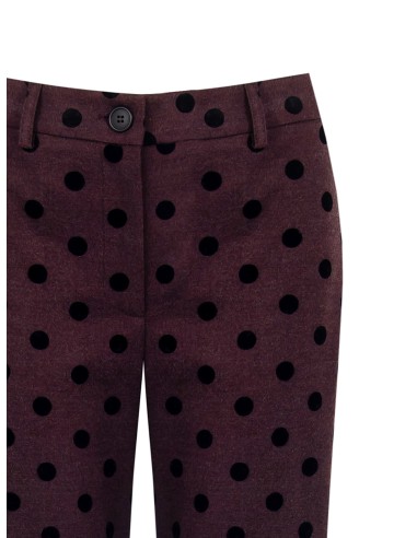 Calças boca de sino com bolinhas flocadas e elástico atrás Rinascimento