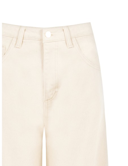 Calças em drill de algodão balão com botão com logótipo RR Rinascimento