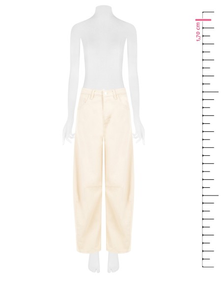 Calças balão em drill de algodão com botão com logótipo RR Rinascimento