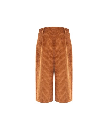 Bermuda em veludo cotelê com pinças duplas e bolsos Rinascimento