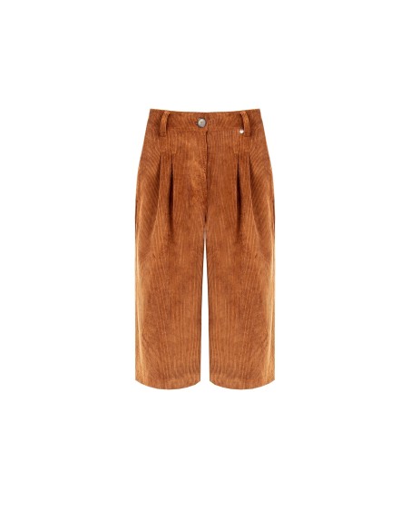 Bermuda Em Veludo Cotelê Com Pences Duplas E Bolsos Rinascimento