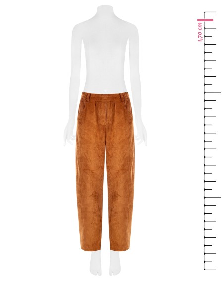 Calças balão em veludo cotelê com elástico na cintura Rinascimento