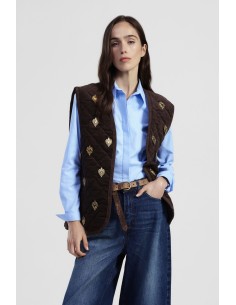 Casaco Sem Mangas Acolchoado Decorado Dixie