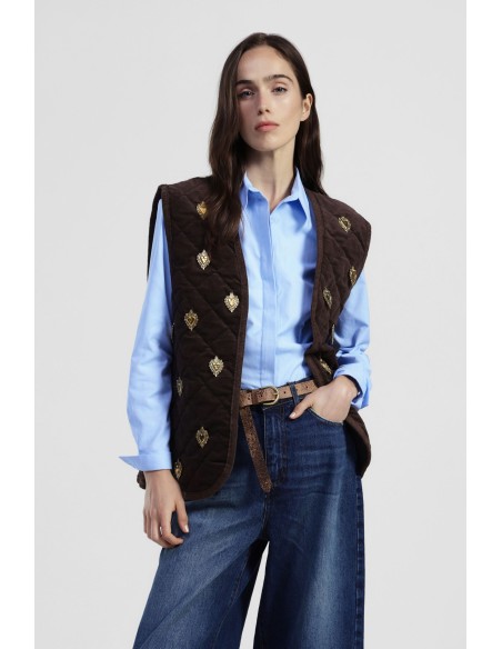 Casaco Sem Mangas Acolchoado Decorado Dixie