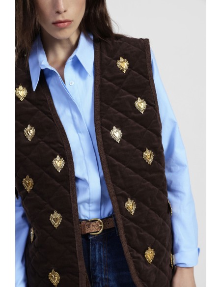 Casaco Sem Mangas Acolchoado Decorado Dixie